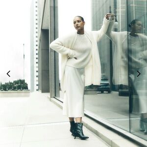 NWT Sablyn Miranda Silk Midi Skirt Gardenia Small